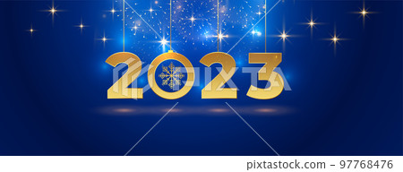 happy new year festival banner with 2023 text in hanging style happy new year festival banner with 2023 text in hanging style 97768476
