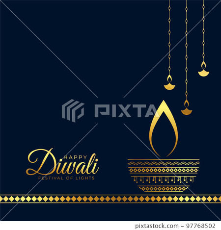 premium diwali greeting card banner with golden lantern and diya premium diwali greeting card banner with golden lantern and diya 97768502