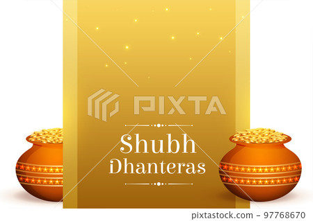 premium shubh dhanteras vector design with golden coin kalasha premium shubh dhanteras vector design with golden coin kalasha 97768670