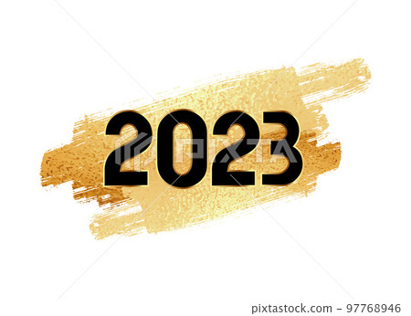 happy new year 2023 holiday poster in glitter paint brush style vector 97768946