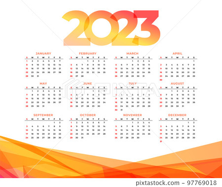 new year 2023 calendar in abstract style  design 97769018