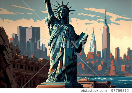 new york city statue of liberty painted by by Andy Wharol illustration generative ai 97769813