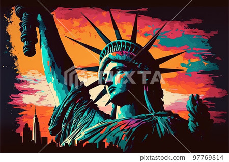new york city statue of liberty painted by by Andy Wharol illustration generative ai 97769814