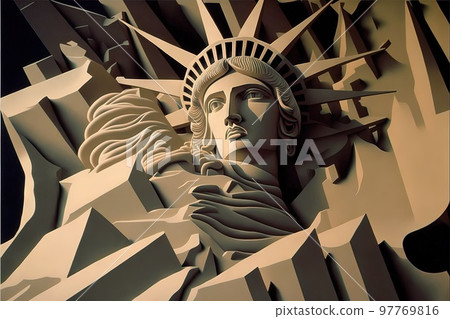 new york city statue of liberty painted by escher illustration generative ai 97769816