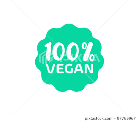 Minimalistic 100% vegan label or sticker, mark, sign, stamp logo design. Organic symbol. Natural symbol. Vegan symbol. Label. Food diet icon, bio and healthy food vector design and illustration. Minimalistic 100% vegan label or sticker, mark, sign, stamp logo design. Organic symbol. Natural symbol. Vegan symbol. Label. Food diet icon, bio and healthy food vector design and illustration. 97769967