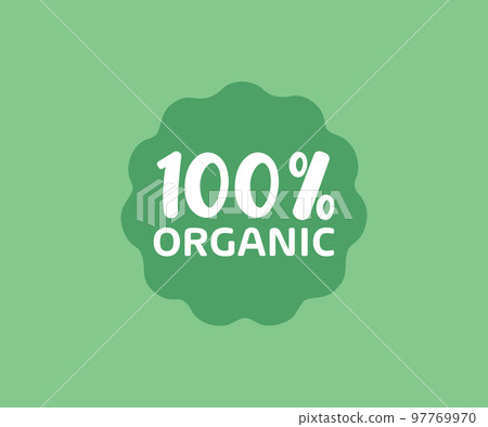 Organic 100 percent label or sticker logo design. Ecology, bio, gmo free, natural and healthy diet concept. Healthy life promotion ribbon, banner and icon vector design and illustration. Organic 100 percent label or sticker logo design. Ecology, bio, gmo free, natural and healthy diet concept. Healthy life promotion ribbon, banner and icon vector design and illustration. 97769970