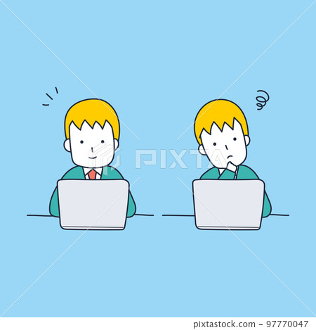 Illustration material of a businessman working on a computer 97770047