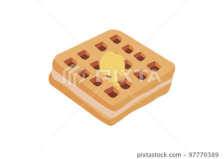 Waffle icon, vector illustration of a waffle, a pastry for breakfast, a sweet snack. 97770389