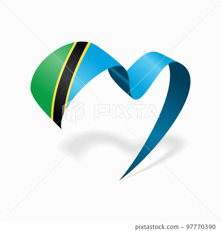 Tanzanian flag heart-shaped wavy ribbon. Vector illustration. Tanzanian flag heart-shaped wavy ribbon. Vector illustration. 97770390