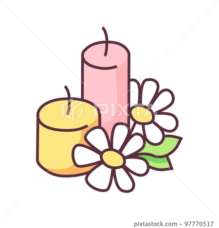 Decorative candles with flowers. Wax products for aromatherapy Decorative candles with flowers. Wax products for aromatherapy 97770517