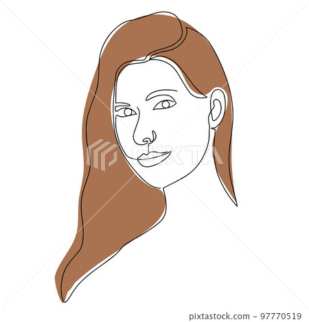 Vector hand-drawn illustration in the style of linear art. Portrait of a beautiful girl. An elegant girl with long hair. A light gentle background element for your design. Vector hand-drawn illustration in the style of linear art. Portrait of a beautiful girl. An elegant girl with long hair. A light gentle background element for your design. 97770519