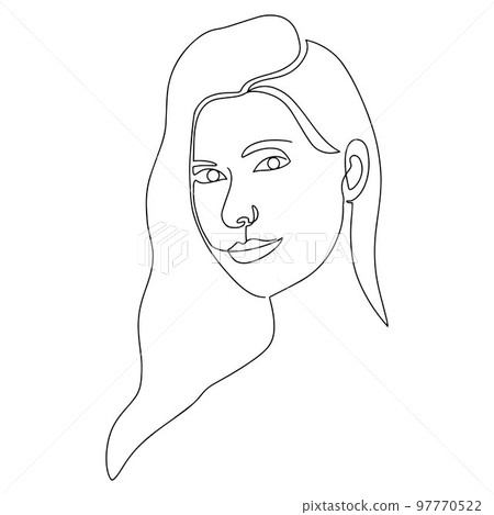 Vector hand-drawn illustration in the style of linear art. Portrait of a beautiful girl. An elegant girl with long hair. A light gentle background element for your design. Vector hand-drawn illustration in the style of linear art. Portrait of a beautiful girl. An elegant girl with long hair. A light gentle background element for your design. 97770522