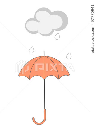 A gray cloud and raindrops over an umbrella. Vector illustration on a white background 97770941