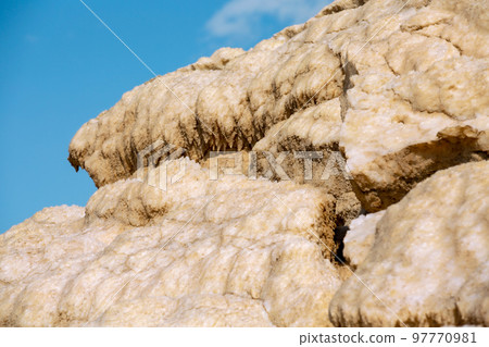 Natural salt stalactites crystals at the Dead Sea Natural salt stalactites crystals at the Dead Sea 97770981