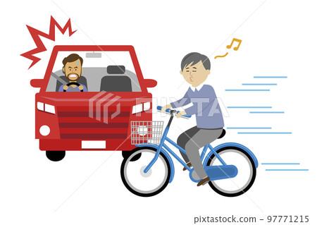 Illustration image of riding a bicycle and driving dangerously Illustration image of riding a bicycle and driving dangerously 97771215