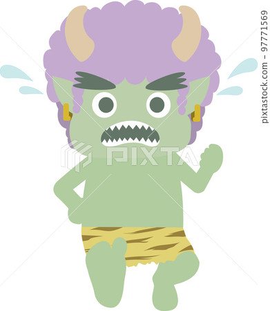 A green demon running in a hurry 97771569