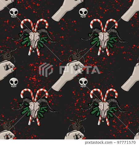 Creepmas digital paper. It's a terrible Christmas seamless pattern. Gothic.  97771570