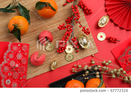 Concept of Happy Chinese new year, top view Concept of Happy Chinese new year, top view 97772328