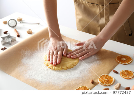Concept of cooking, cooking tasty homemade cookies 97772487