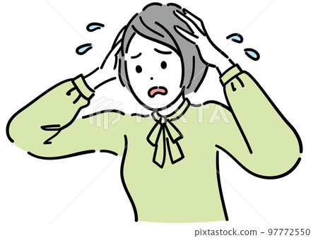 一個女人驚慌地抱著頭 97772550