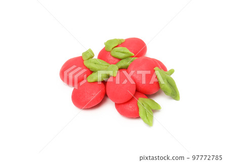 Concept of tasty sweet food, marzipan, isolated on white background 97772785