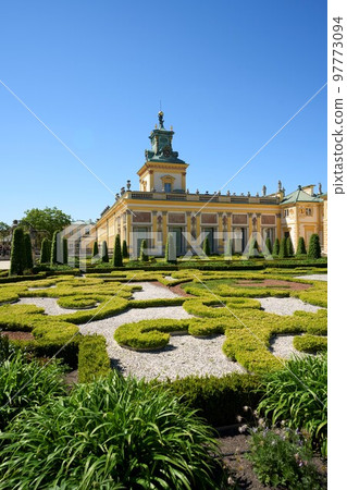 Old palace at garden in Wilanow in Warsaw city of Poland - vertical 97773094