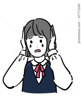 女學生捂著耳朵 97773260
