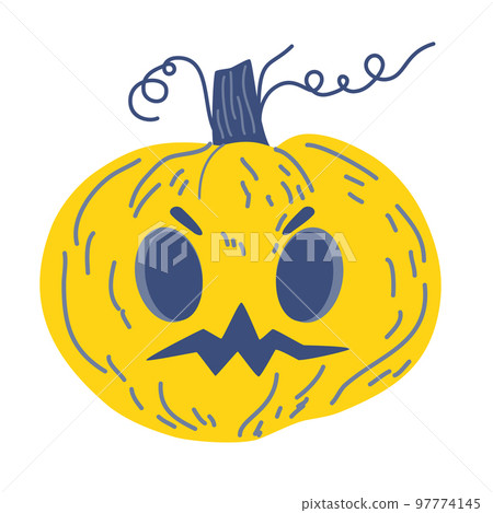 Pumpkin Halloween. Orange pumpkins with smiles for your design for the holiday. Happy Halloween Vector cartoon illustration isolated on the white background. 97774145