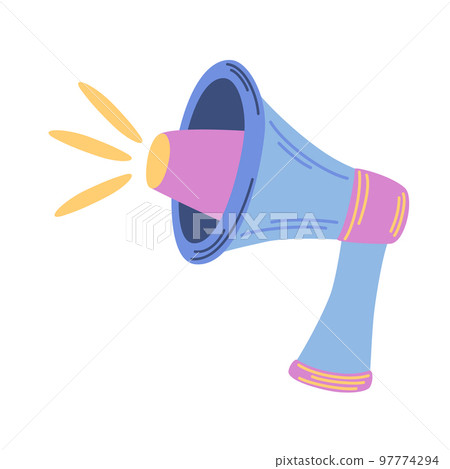 Speaker. Megaphone. Symbol of advertising and promotion. The concept of social media marketing. Template of the landing page. Vector cartoon illustration isolate on a white background Speaker. Megaphone. Symbol of advertising and promotion. The concept of social media marketing. Template of the landing page. Vector cartoon illustration isolate on a white background 97774294