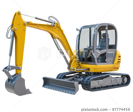 small yellow excavator. small yellow excavator. 97774459