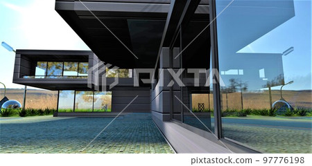 The concept of an energy-efficient house with a special composite finish of an eco-friendly carbon 97776198