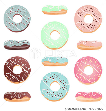 Sweets Set of colored donuts 97777827