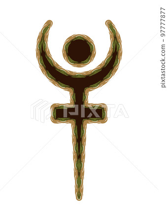 Hades or Pluto Astrology Alphabet Symbol, dwarf planet or planetoid. Old Astrological mystic hieroglyphic sign. Astrological calendar. Jyotisha. Hinduism, Indian or Vedic horoscope. Vector isolated 97777877