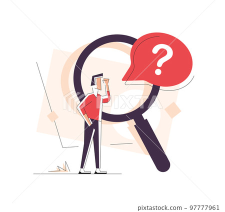 Searching for something. Research and curiosity, finding new solutions. Choosing right path of development. Completion of task 97777961