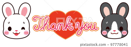 Thank you heart of cute white and Dutch rabbit Thank you heart of cute white and Dutch rabbit 97778041