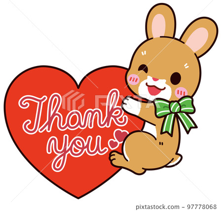 A cute brown rabbit that sticks to the heart of Thank you with a smile 97778068