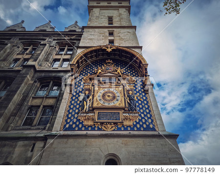 The Conciergerie Clock, The Clock Tower (Tour de l'Horloge). The oldest public clock Paris as remaining part of the Palais de la Cite 97778149