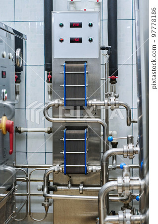 Stainless steel tank with control panel for brewing in plant for the production of alcohol drinks Stainless steel tank with control panel for brewing in plant for the production of alcohol drinks 97778186