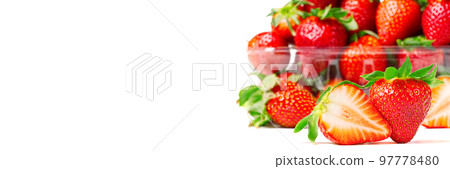 Fresh juicy sweet strawberies isolated on white 97778480