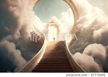 Entrance to paradise for people by stairway to heaven Entrance to paradise for people by stairway to heaven 97778806