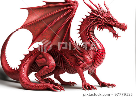 Brilliant mystical character red dragons isolated on white background Brilliant mystical character red dragons isolated on white background 97779155