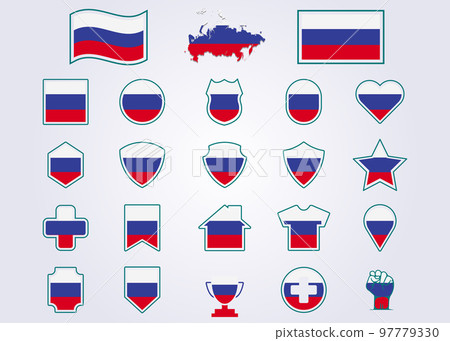 bundle of Russia icon flag symbol sign vector illustration design bundle of Russia icon flag symbol sign vector illustration design 97779330