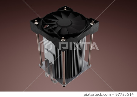 cpu cooler radiator 3d render illustration cpu cooler radiator 3d render illustration 97783514