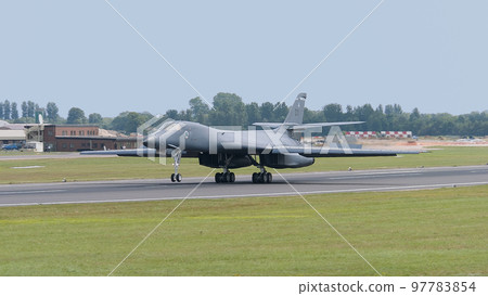 US Air Force B-1B Lancer supersonic bomber landing US Air Force B-1B Lancer supersonic bomber landing 97783854