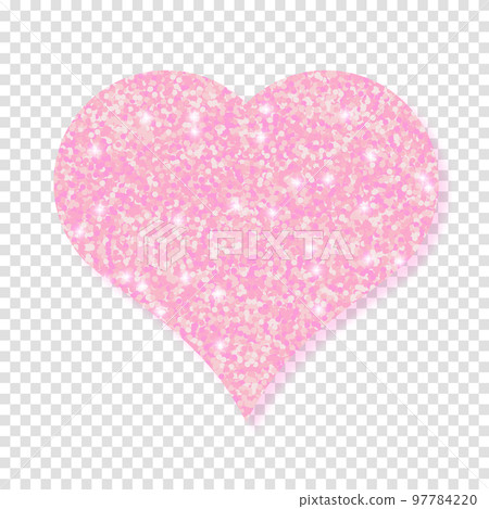 Pink shiny glitter glowing heart with shadow isolated background. Vector illustration Pink shiny glitter glowing heart with shadow isolated background. Vector illustration 97784220