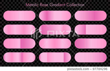 Collection of rose gold gradient backgrounds. Set of pink metallic textures. Vector illustration Collection of rose gold gradient backgrounds. Set of pink metallic textures. Vector illustration 97784296