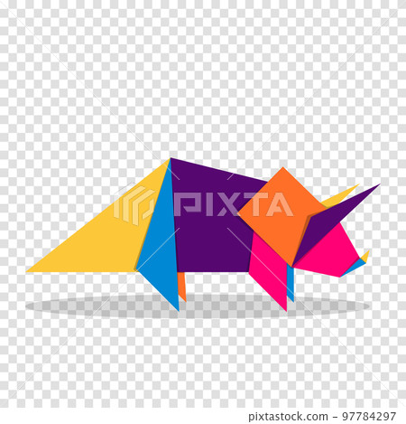 Dinosaur origami. Abstract colorful vibrant dinosaur logo design. Animal origami. Vector illustration 97784297