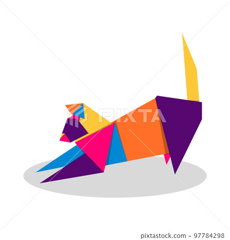 Cat origami. Abstract colorful vibrant Cat logo design. Animal origami. Vector illustration Cat origami. Abstract colorful vibrant Cat logo design. Animal origami. Vector illustration 97784298