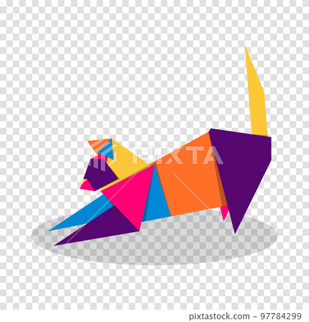 Cat origami. Abstract colorful vibrant Cat logo design. Animal origami. Vector illustration 97784299