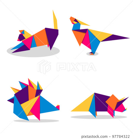 Set animals origami. Animal origami vector. Abstract animals logo design. Animal origami. Vector illustration 97784322